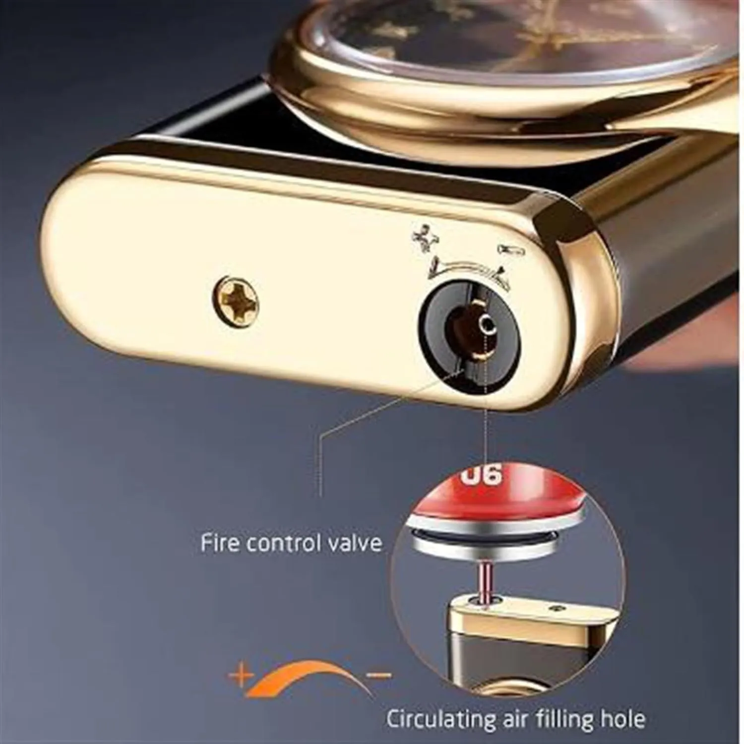 Creative Dial Rocker Arm Inflatable Lighter, Double Fire Switching Lighter, Portable Windproof Cool Clock Lighter, Gifts for Dad Men, for Grills, Camping, Without Butane Refillable ( Color : Black ice