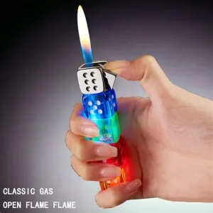 Creative Dice Lighter - Refillable Butane Gas, Cool Rotary, Gadget Windproof, Unique for Men and Women - Fun Toy Gift (No Gas)
