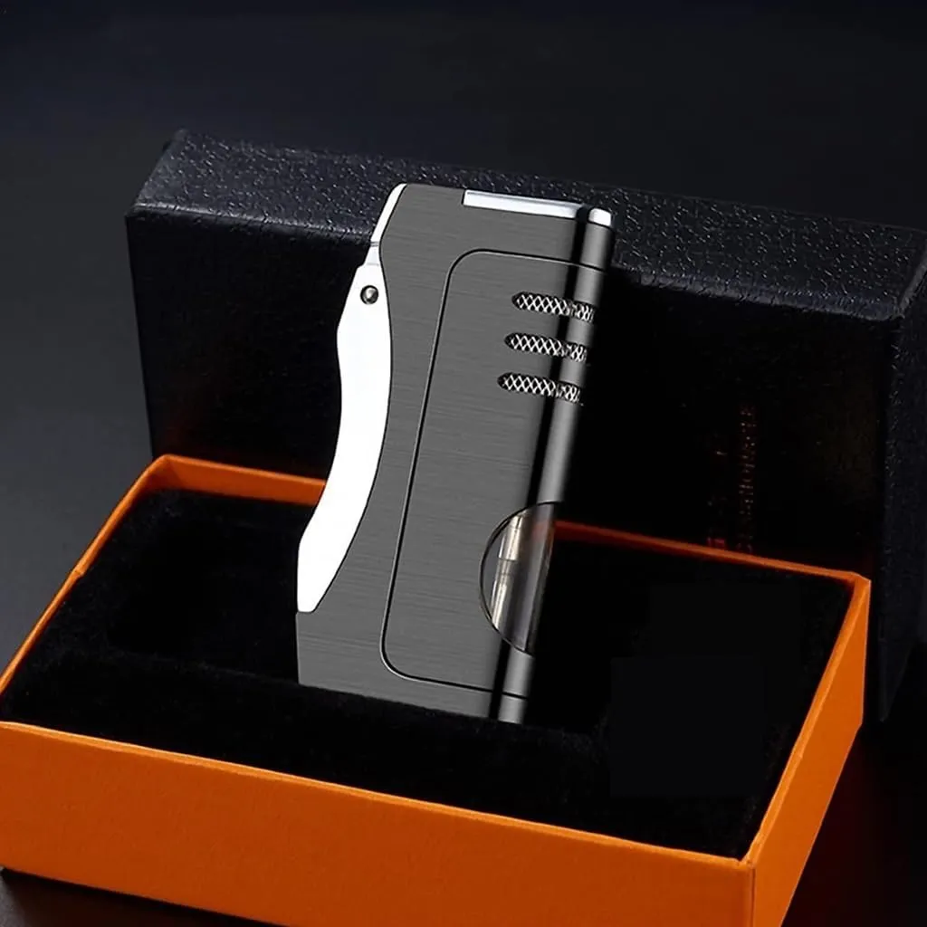 Creative Metal Jet Flame Lighter, Windproof Butane Gas Lighter, Cool Adjustable for Outdoor Indoor,Candle,Camping(Without Butane)(Powder Blue)