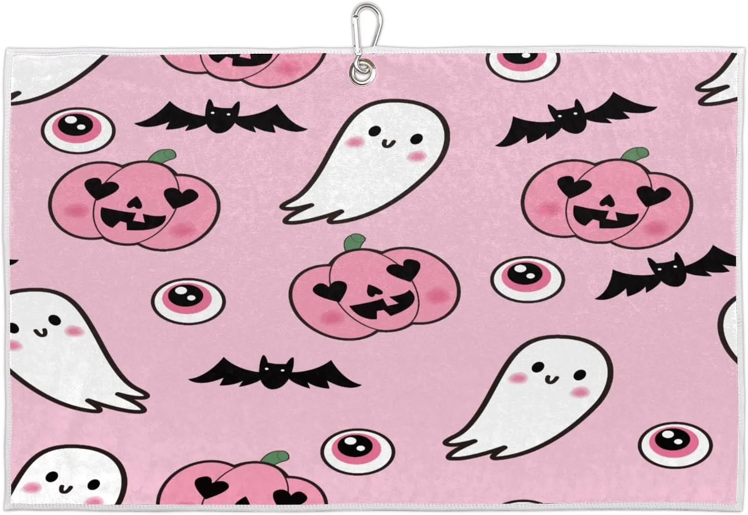 Cute Halloween Pumpkin Animals Golf Towel with Heavy Duty Carabiner Ultra Absorbent Quick Dry Perfect for Cleaning Clubs Balls Gear Essential Golf Accessory for Men Women Kids