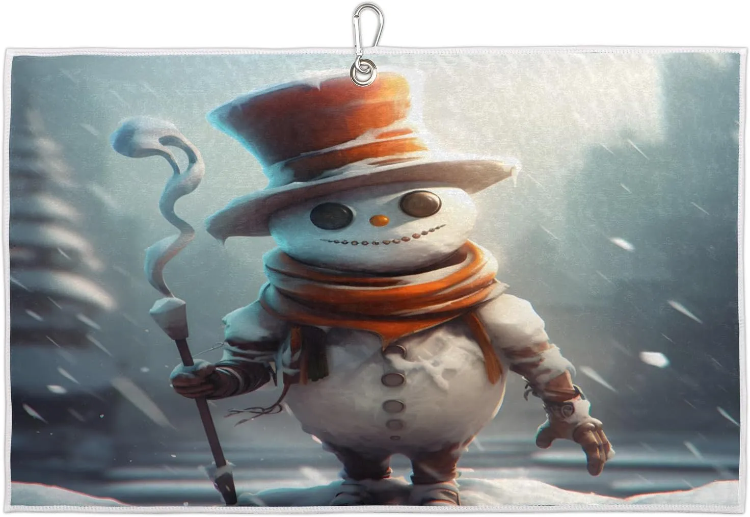 Cute Snowman Golf Towel with Heavy Duty Carabiner Ultra Absorbent Quick Dry Perfect for Cleaning Clubs Balls Gear Essential Golf Accessory for Men Women Kids