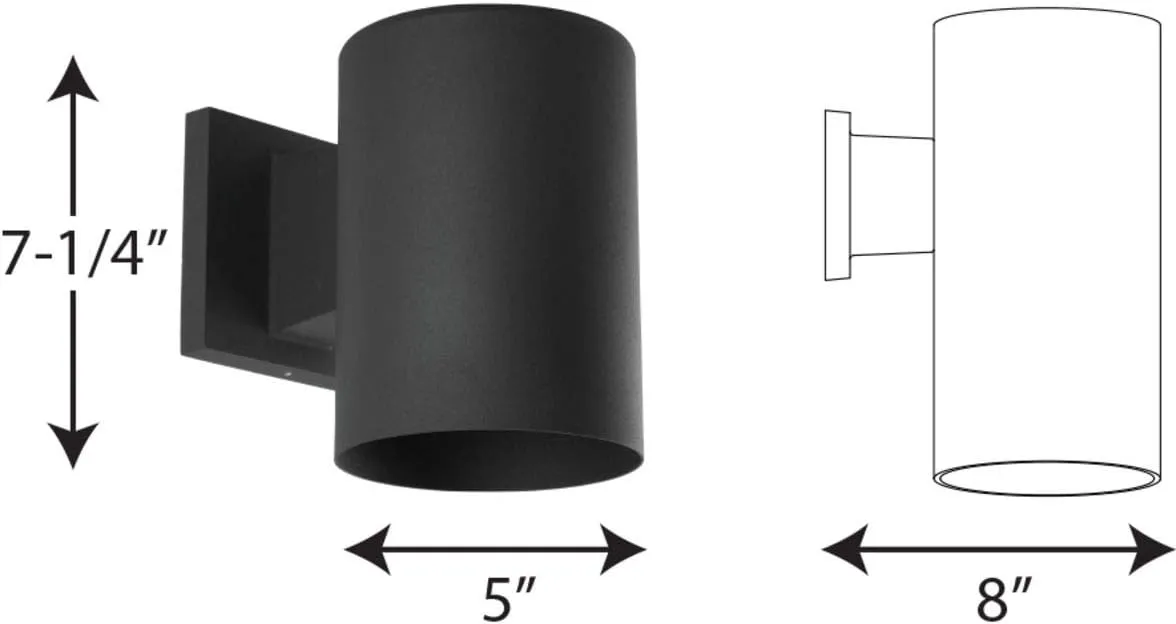 Cylinder Collection 5" Modern Outdoor Wall Lantern Light Black
