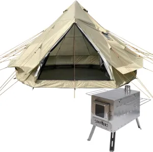 DANCHEL OUTDOOR Roomy 4 Season Yurt Tent with Large Wood Stove for 8 Person Family Camping Glamping