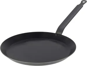 De Buyer Blue Carbon Steel Crepe & Tortilla Pan - 9.5” Diameter, 7.5” Cooking Surface - Ideal for Making & Reheating Crepes, Tortillas & Pancakes - PFAS, PFOA & PFOS Free - Made in France