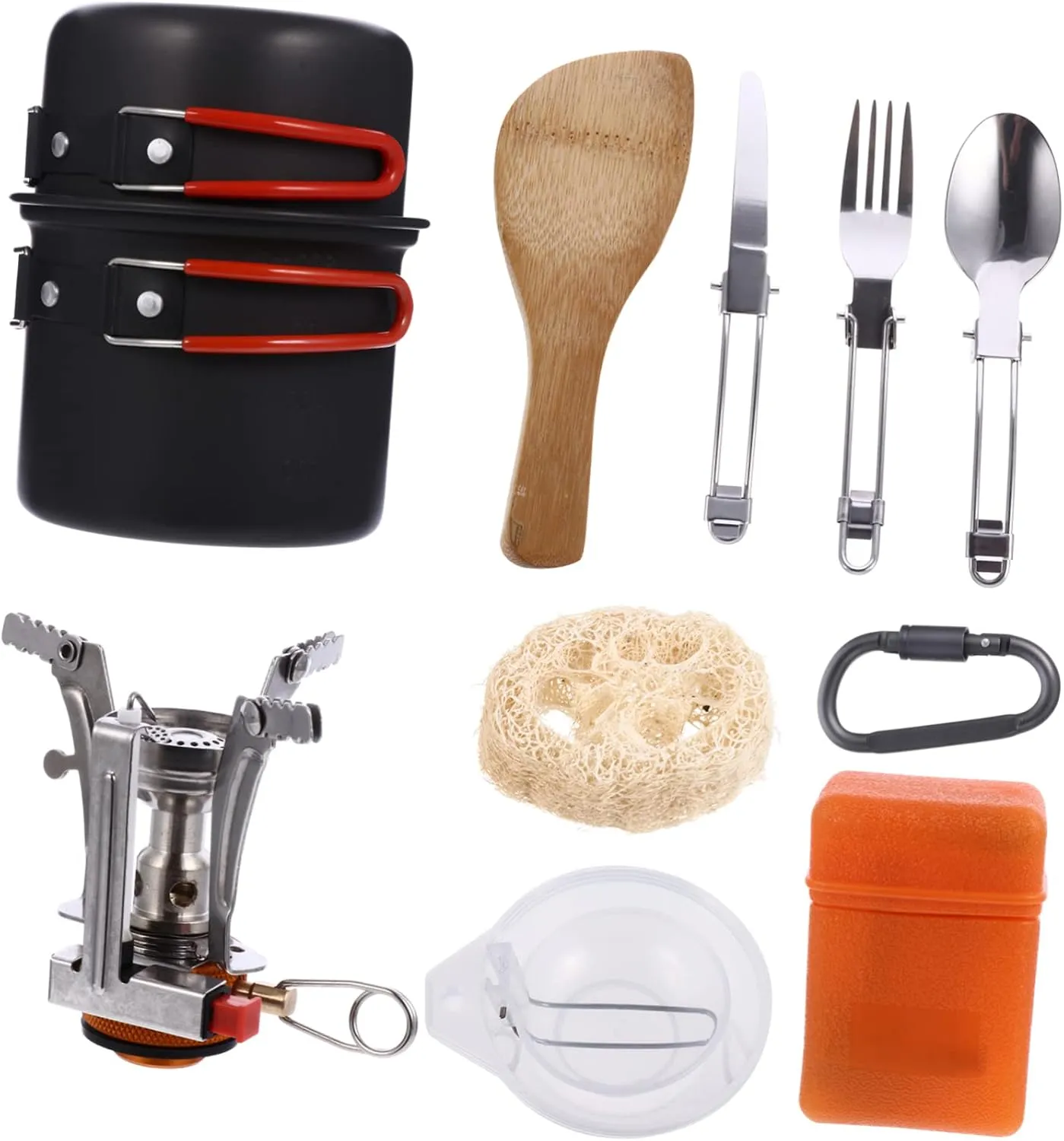 DECHOUS 1 Set Portable Picnic Cookware Outdoor Cooking Kit with Teapot and Cutlery for Camping Hiking and Backpacking and Travel Cooking Tools