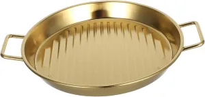 DECHOUS 20cm Stainless Steel Plate Grilled Meat Dish Seafood Platter Steak Dinner Plate Easy to Clean and Stackable for Camping