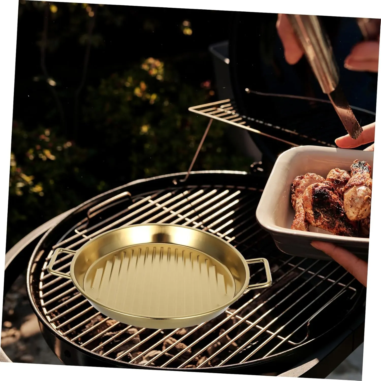 DECHOUS 20cm Stainless Steel Plate Grilled Meat Dish Seafood Platter Steak Dinner Plate Easy to Clean and Stackable for Camping