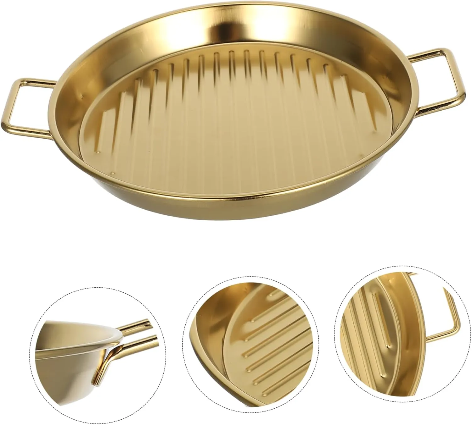 DECHOUS 20cm Stainless Steel Plate Grilled Meat Dish Seafood Platter Steak Dinner Plate Easy to Clean and Stackable for Camping