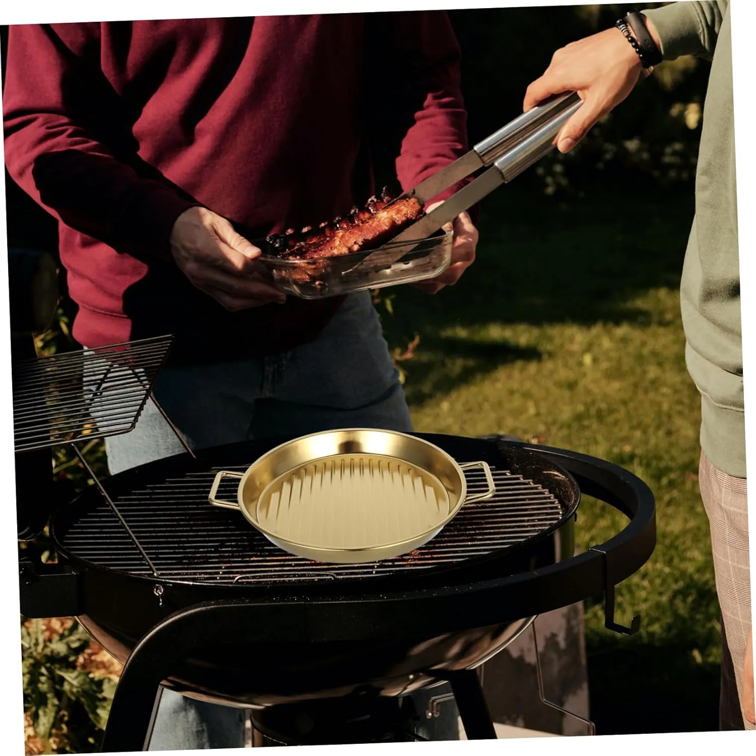 DECHOUS 20cm Stainless Steel Plate Grilled Meat Dish Seafood Platter Steak Dinner Plate Easy to Clean and Stackable for Camping