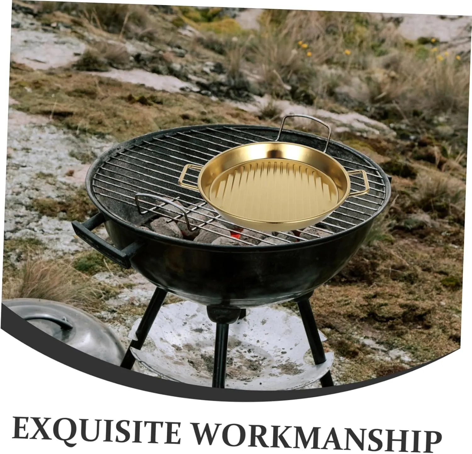 DECHOUS 20cm Stainless Steel Plate Grilled Meat Dish Seafood Platter Steak Dinner Plate Easy to Clean and Stackable for Camping