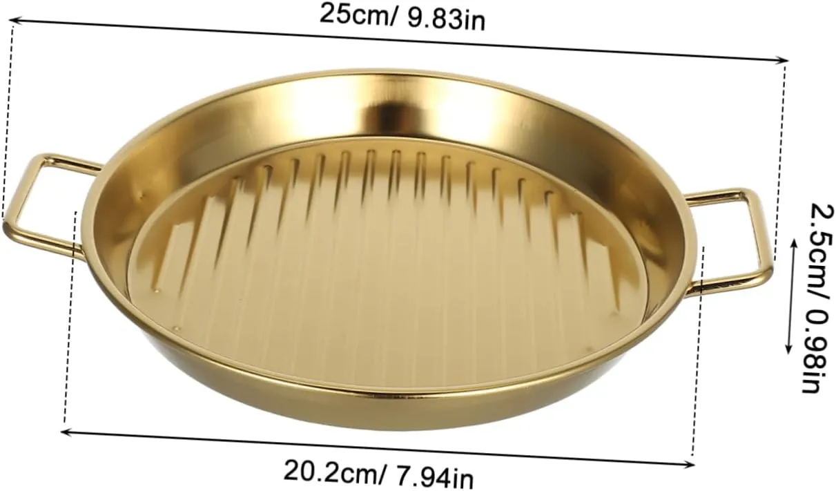 DECHOUS 20cm Stainless Steel Plate Grilled Meat Dish Seafood Platter Steak Dinner Plate Easy to Clean and Stackable for Camping