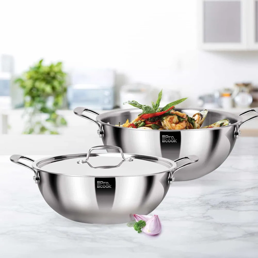 Deep Kadhai With Lid Ss Triply (Milton Procook)