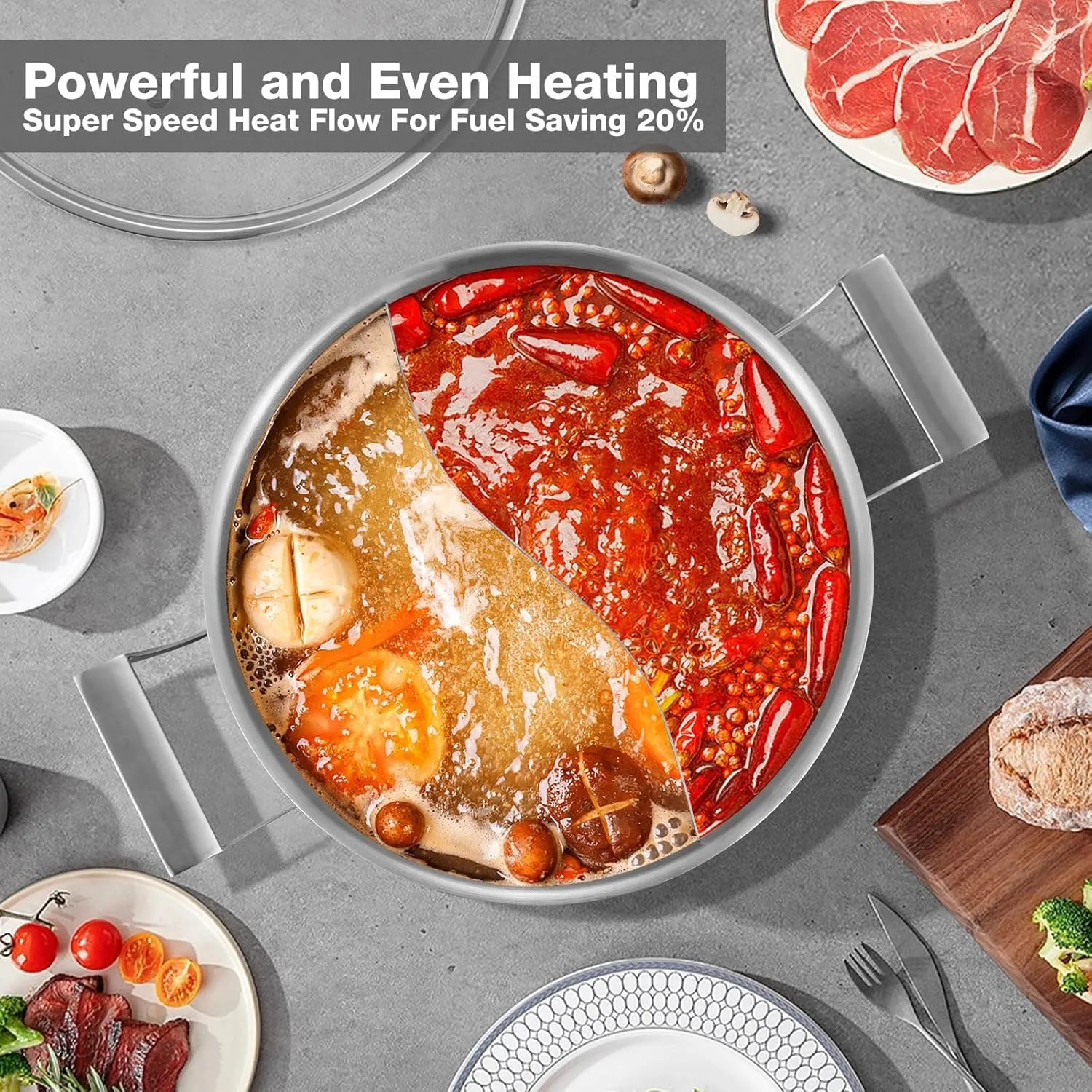 Delarlo Tri-Ply Stainless Steel 7QT Everyday Pan With Lid,Hot Pot,Induction Deep Cooking Pot, 7Quart Stock Pot Dishwasher and Oven Safe