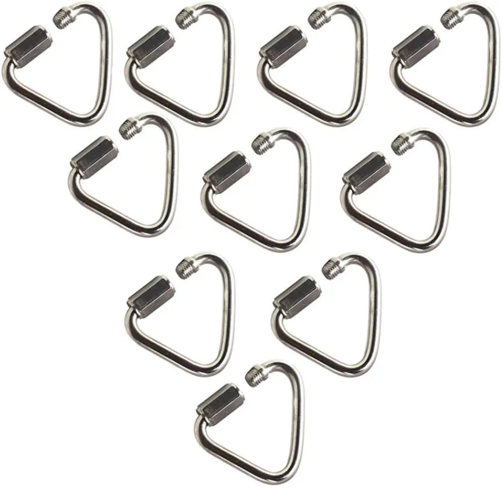 Delta Carabiner Stainless Steel Delta Quick Link Connector Heavy Duty Screw Lock Carabiner Clips for Camping Hiking M3.5 10PCS, Delta Quick Link
