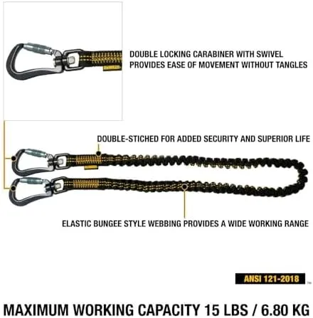 Dewalt Power Tool Lanyard Dual Carabiner 75In 15 Lb Capacity