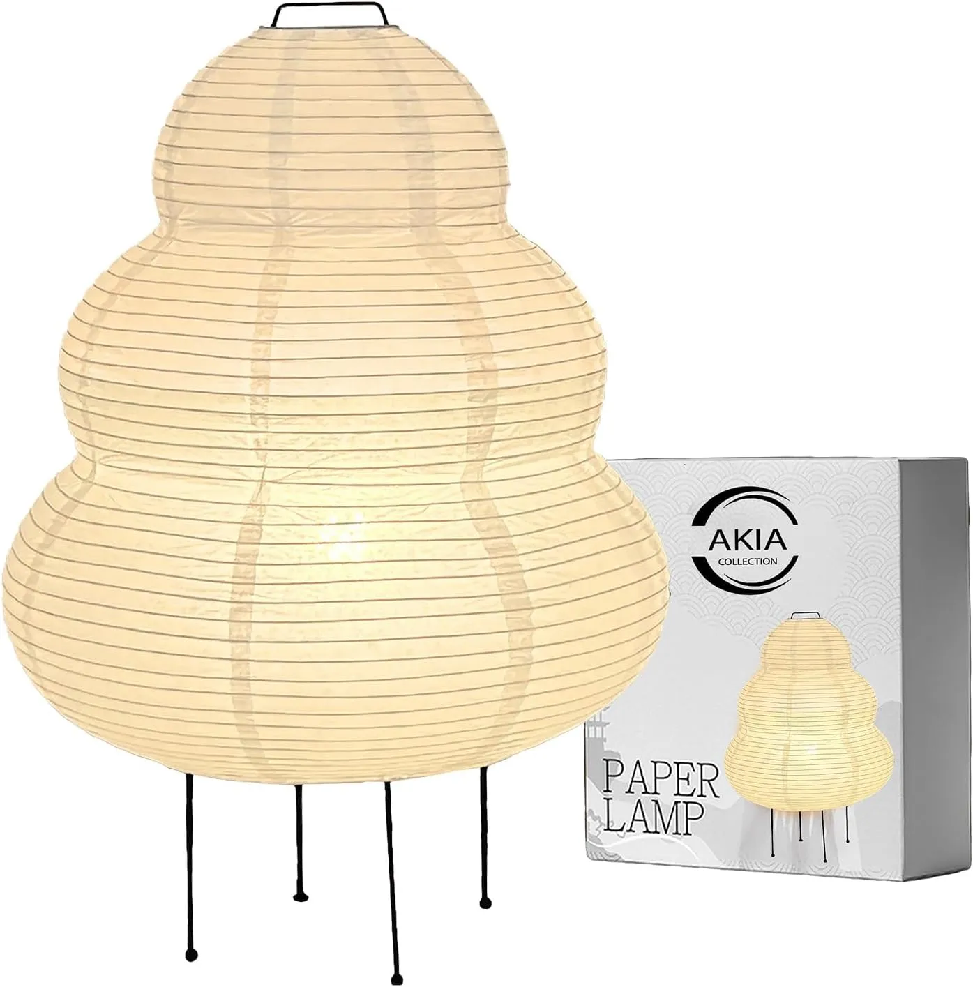 Dimmable Japanese Rice Paper Lantern Lamp – Akari Noguchi Style Paper Lamp for Bedroom, Desk & Living Room