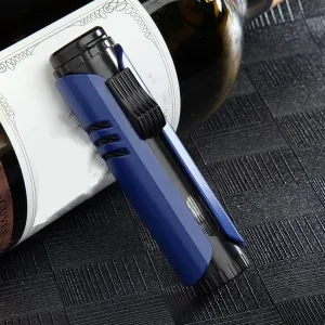 Direct Ignition Gas-Filled Straight Flame, Adjustable Flame Strong Wind Protection, Transparent Beam, Suitable for Indoor and Outdoor use, Adjustable Flame Size, Butane can be refilled(Blue)