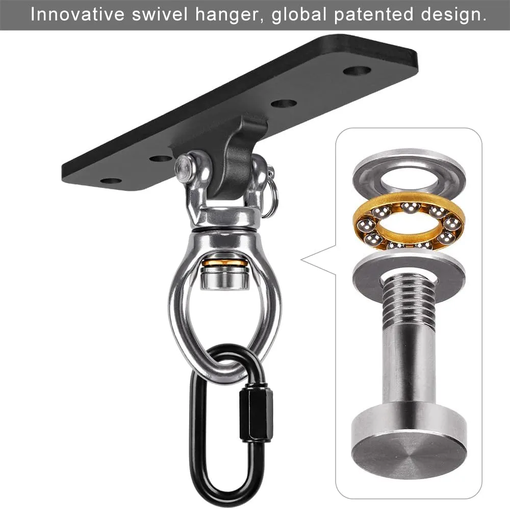 Dolibest 2 Pack Heavy Duty Swing Hangers, Swing Set Accessories with Carabiner for Indoor/Outdoor Use, Porch Swing, Hanging Kit for Wooden/Concrete Set w/ 8 Wood Screws and 8 Expansion Bolts, 900LB