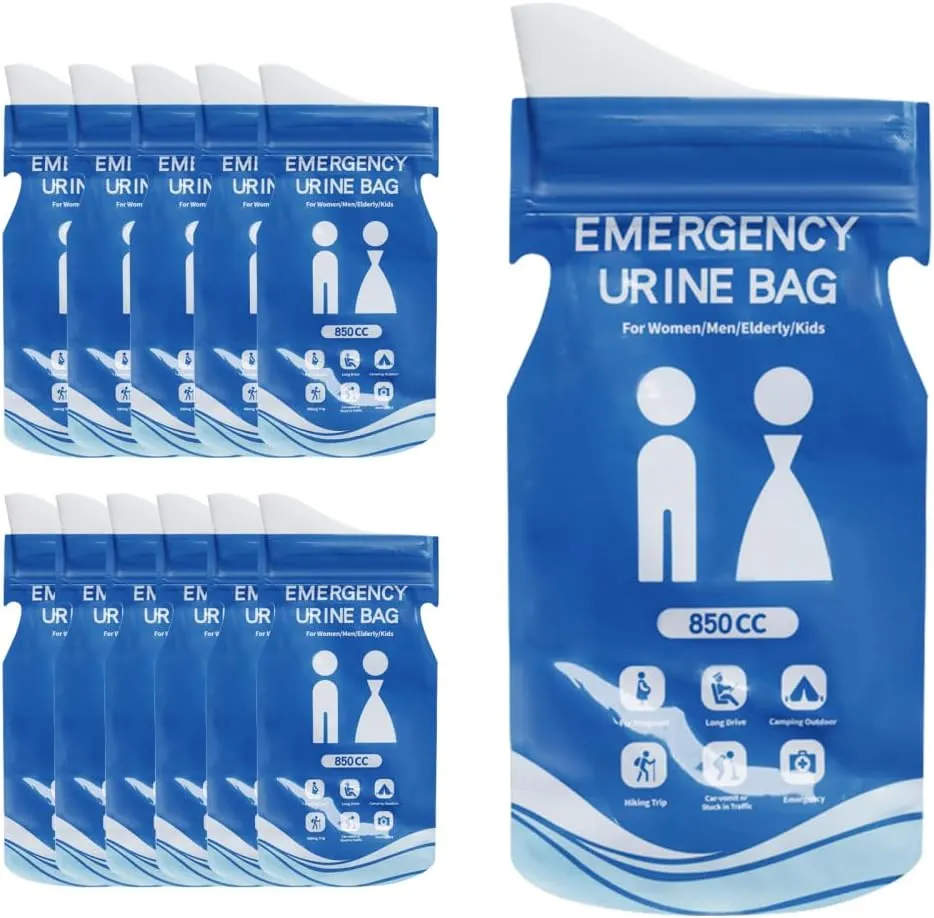 DONGKER Disposable Urine Bag,12PCS 850ML Portable Toilet Bag with Sealing Strip for Women Men Travel Camping Road Trip Traffic Jams
