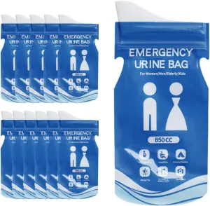 DONGKER Disposable Urine Bag,12PCS 850ML Portable Toilet Bag with Sealing Strip for Women Men Travel Camping Road Trip Traffic Jams