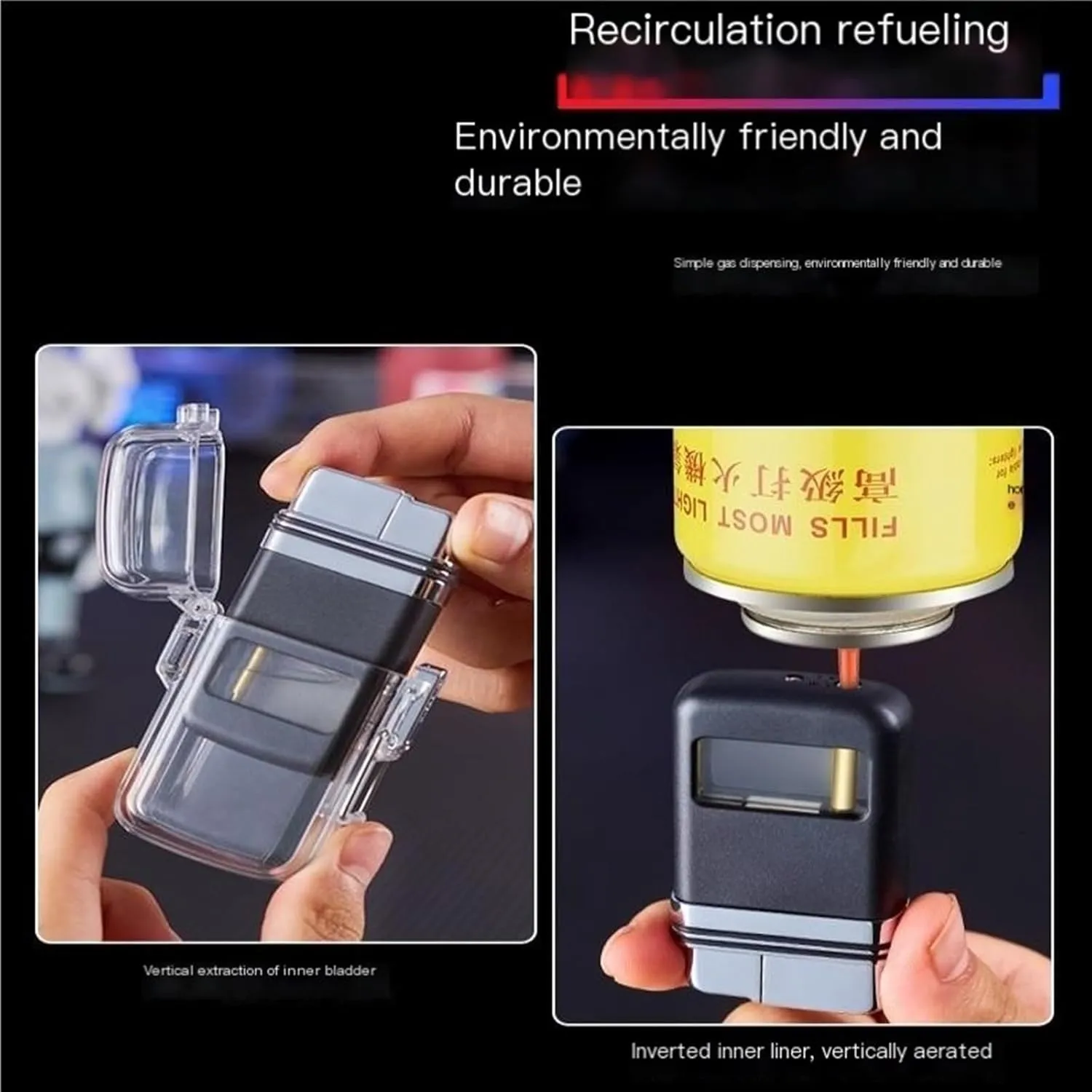 Double-ended flush lighter, waterproof transparent box lighter, windproof butane lighter, adjustable flame size lighter (without butane)(Orange)