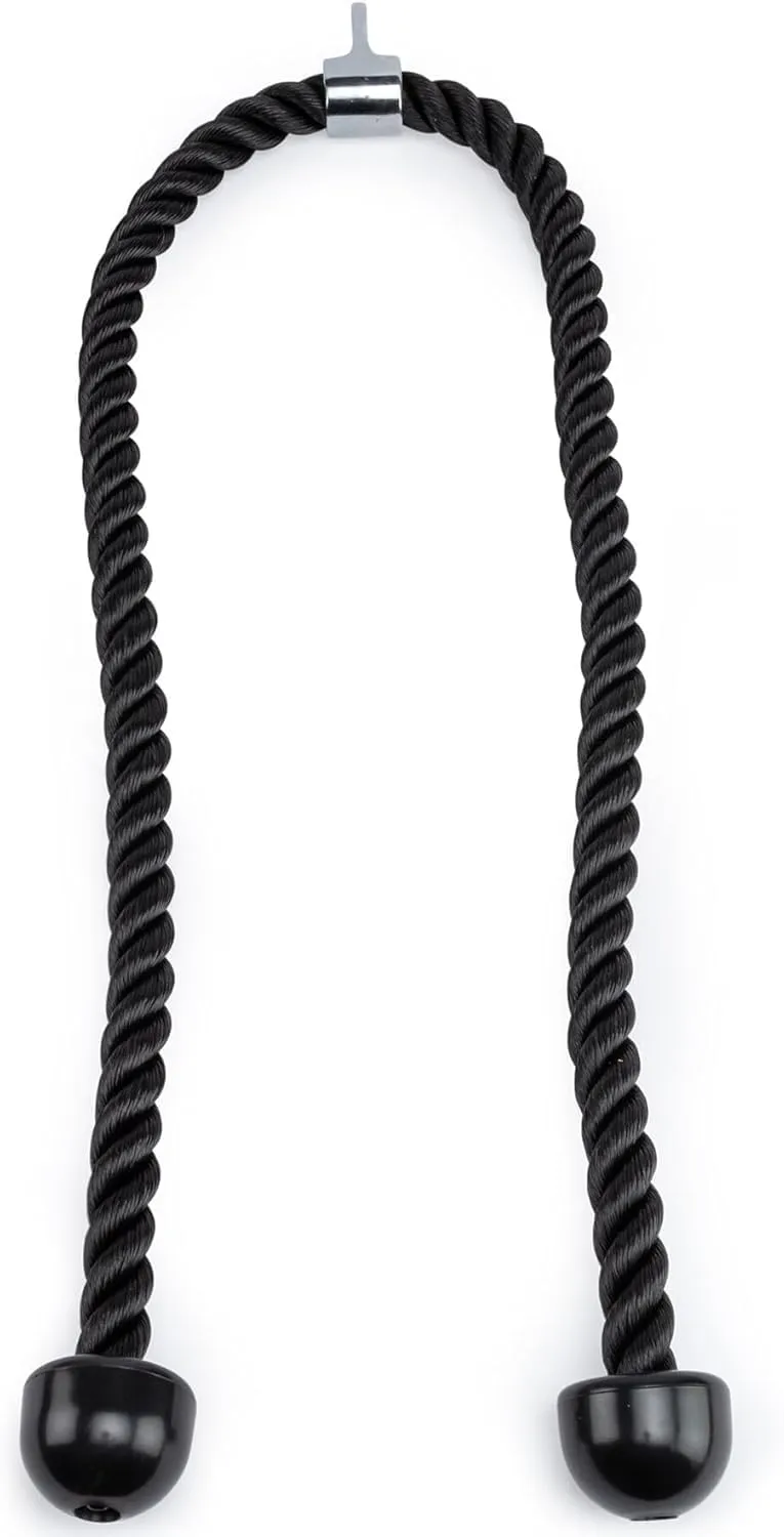 Double Length Tricep Rope for Cable Machines - 55 Inch Heavy Duty Pulldown Attachment, 4ft 7in Gym Strength Training Accessory & Home Workout Equipment