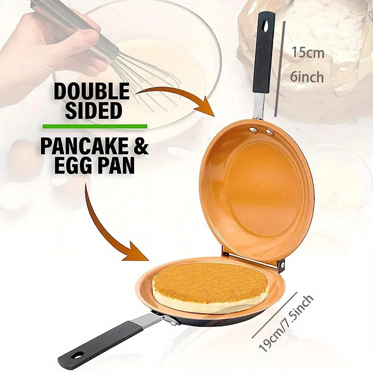 Double Sided Frying Pan Nonstick Folding Breakfast Pan Pancake Cake Fried Egg Pan Kitchen Cookware Tools Kitchen Accessories