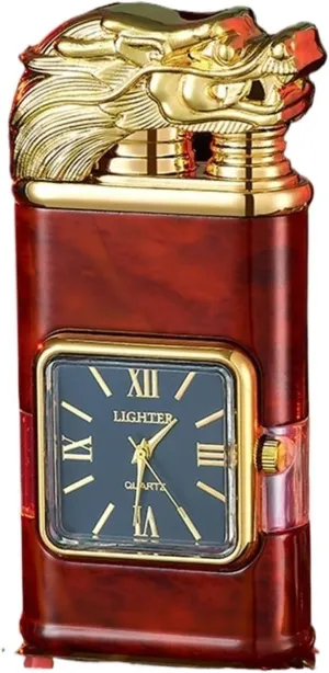 Dual Flame Portable Direct Jet Lighter, Metal Windproof Flame, Open Flame and Blue Flame Direct Jet Flame (Fuel not Included)(Red 1)