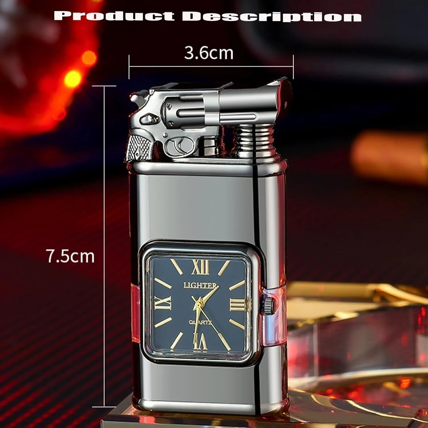 Dual Flame Portable Direct Jet Lighter, Metal Windproof Flame, Open Flame and Blue Flame Direct Jet Flame (Fuel not Included)(Red 1)