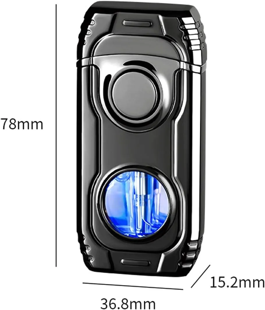 Dual Flame switchable with Transparent air Window Adjustable refillable with Torch Lighter, Camping Candle Hiking (Butane is not Included)(White)