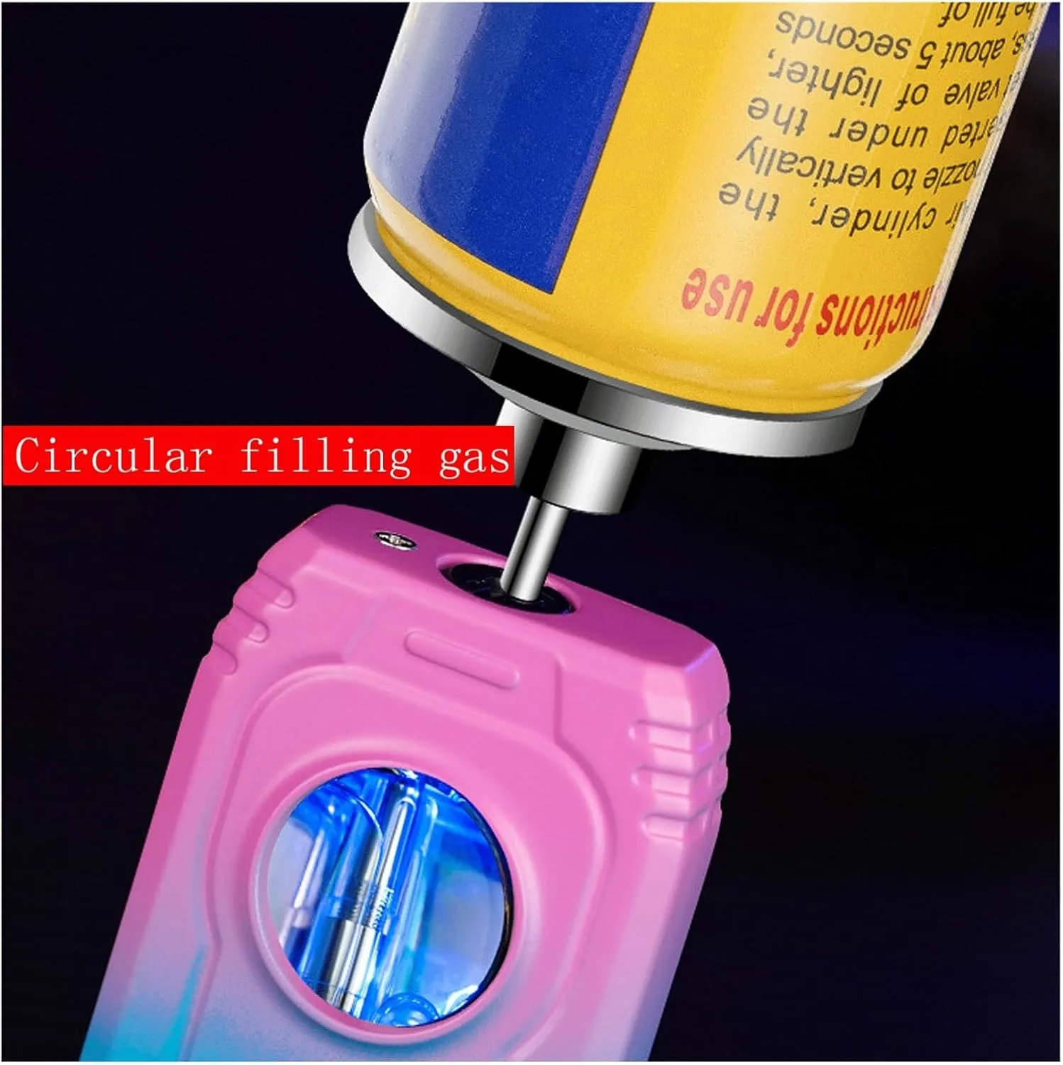 Dual Flame switchable with Transparent air Window Adjustable refillable with Torch Lighter, Camping Candle Hiking (Butane is not Included)(White)