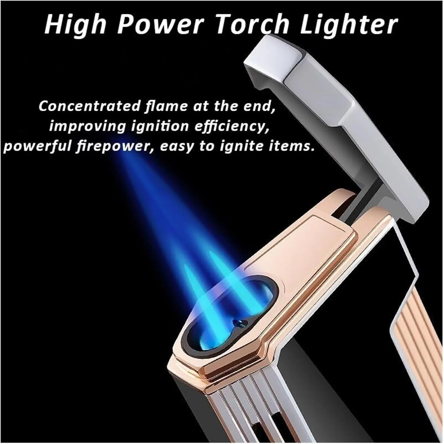 Dual Nozzle Flame Butane Refill Gas Windproof Lighter, Dual Flame Jet Torch Lighter with Gas Window Lighter, Men's Gift for Family and Friends (Fuel Not Included)(Silver)