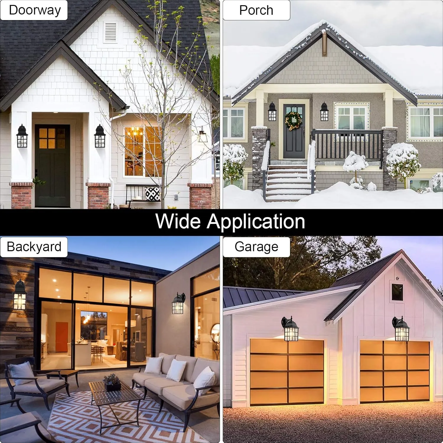Dusk to Dawn Outdoor Wall Light Fixtures - Sensor Porch Lights, Exterior Wall Sconce, Anti-Rust, Waterproof, Garage & Doorway Lights