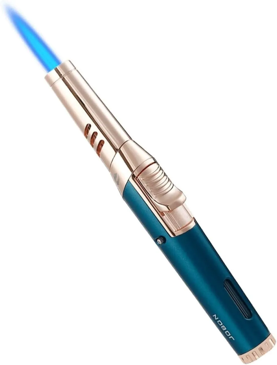 Elbow Multifunctional Kitchen Torch Lighter, Adjustable Rotatable Lockable Jet Flame Refillable Long Pen Lighter with Gas Window for Candle BBQ Baking Camping (Butane Not Included) (Black Ice)(Green)