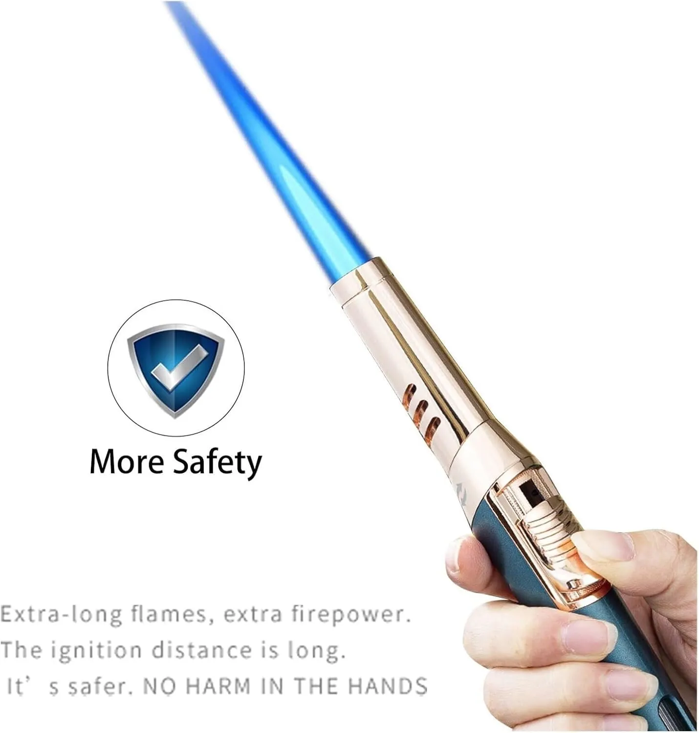 Elbow Multifunctional Kitchen Torch Lighter, Adjustable Rotatable Lockable Jet Flame Refillable Long Pen Lighter with Gas Window for Candle BBQ Baking Camping (Butane Not Included) (Black Ice)(Green)