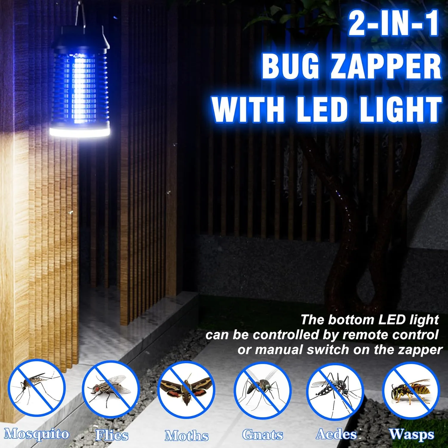 Electric Bug Zapper, Outdoor & Indoor Mosquito Killer with LED Light, Waterproof Fly Trap & Insect Catcher, Plug-in Insect Repellent for Outside, Patio, Garage, Home, and Garden