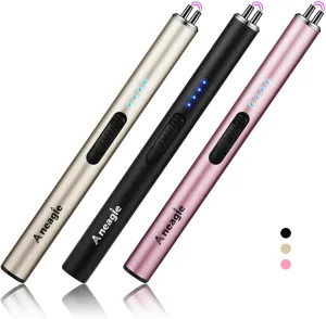 Electric Candle Lighter Upgraded USB Type-C Rechargeable Candle Lighter Windproof Flameless Plasma and LED Battery Display Arc Safety Candle Lighter for Candle Grill Camping