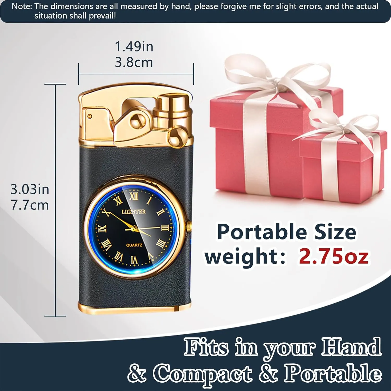 Electric Lighter USB Rechargeable Lighter, Windproof Dual Arc Plasma Lighter Lighter, Flameless Electronic Cool Lighters with LED Battery Indication for Men (Matte Black Clock)