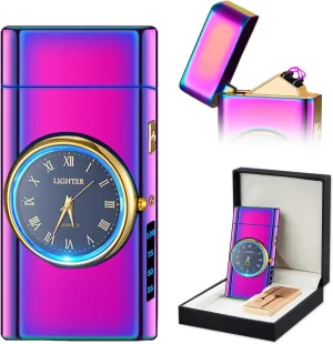 Electric Lighter USB Rechargeable Lighters Flameless Electric Lighter Windproof Dual Arc Lighter with LED Battery Indication for Candles, Outdoor Camping, Fireworks (Rainbow, 220mAh), HF2212 13