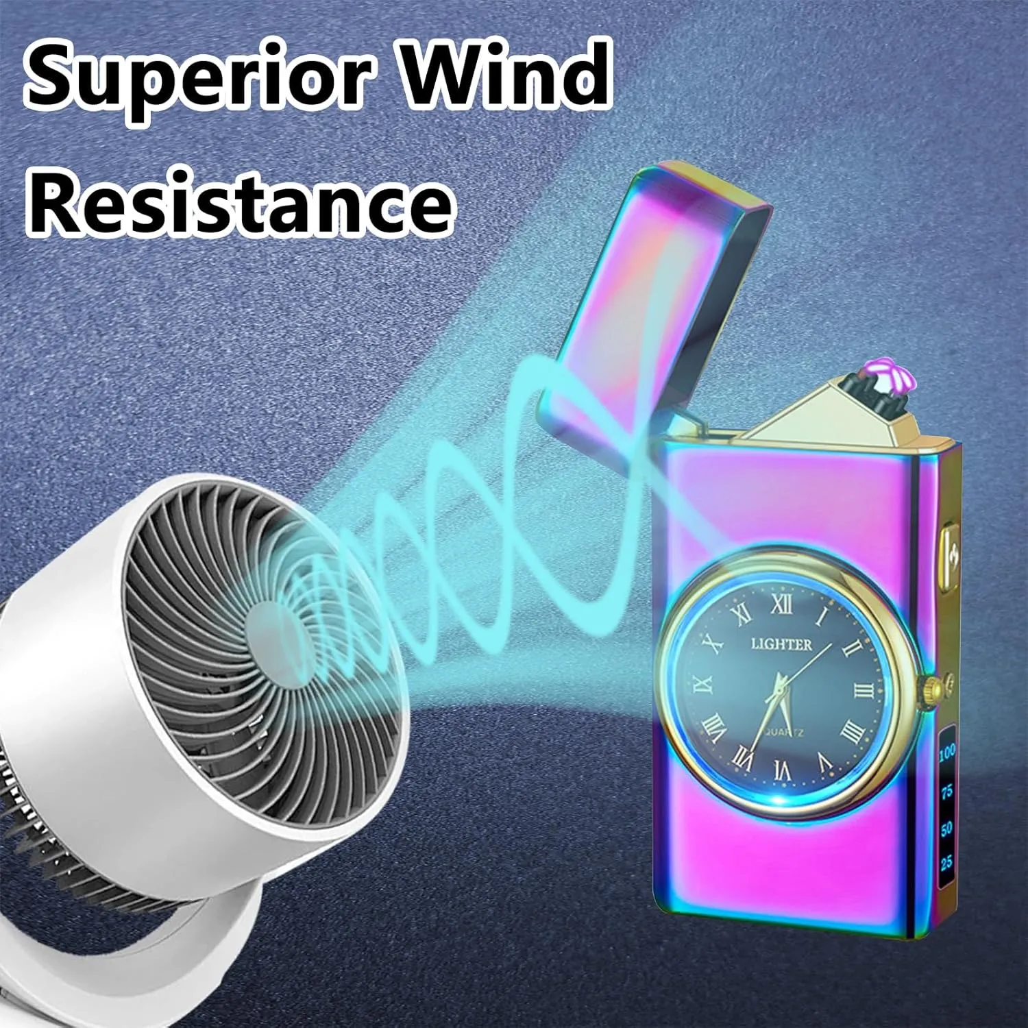 Electric Lighter USB Rechargeable Lighters Flameless Electric Lighter Windproof Dual Arc Lighter with LED Battery Indication for Candles, Outdoor Camping, Fireworks (Rainbow, 220mAh), HF2212 13