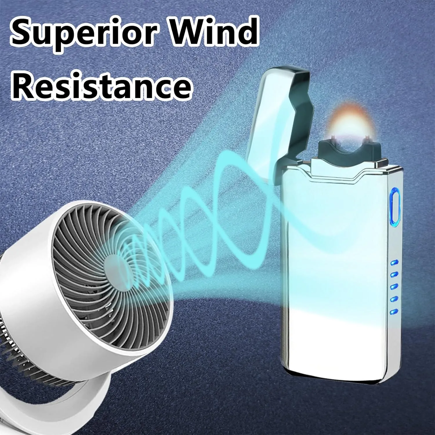 Electric Lighter USB Rechargeable Plasma Arc Lighter, High Power Flame Torch Lighter Windproof with LED Battery Indication for Candle, Incense, Camping Gifts (Silver)