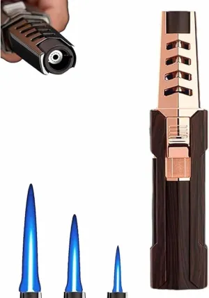Electric Lighter,Fire Blaze Lighter, Refillable, Lighter Waterproof and Windproof Brite Fire Torch Lighter, Bright Fire Electric Torch Lighter(Wood)