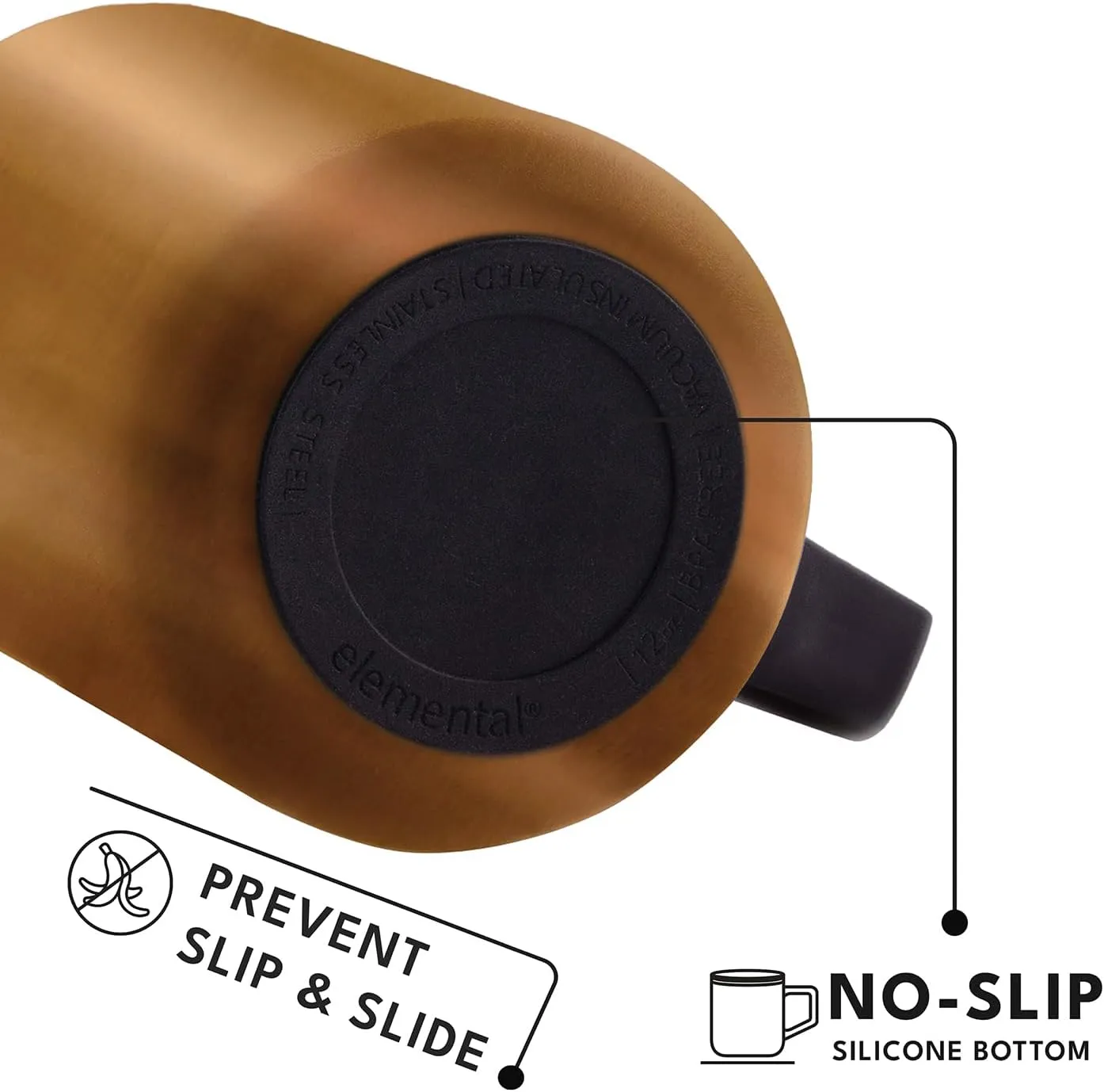 Elemental Insulated Coffee Mug - Triple-Wall Stainless Steel Summit Travel Cup for Hot and Cold Drinks - Thermal Coffee Mug with Lid and Handle for Camping, Office & Travel 16oz - Copper