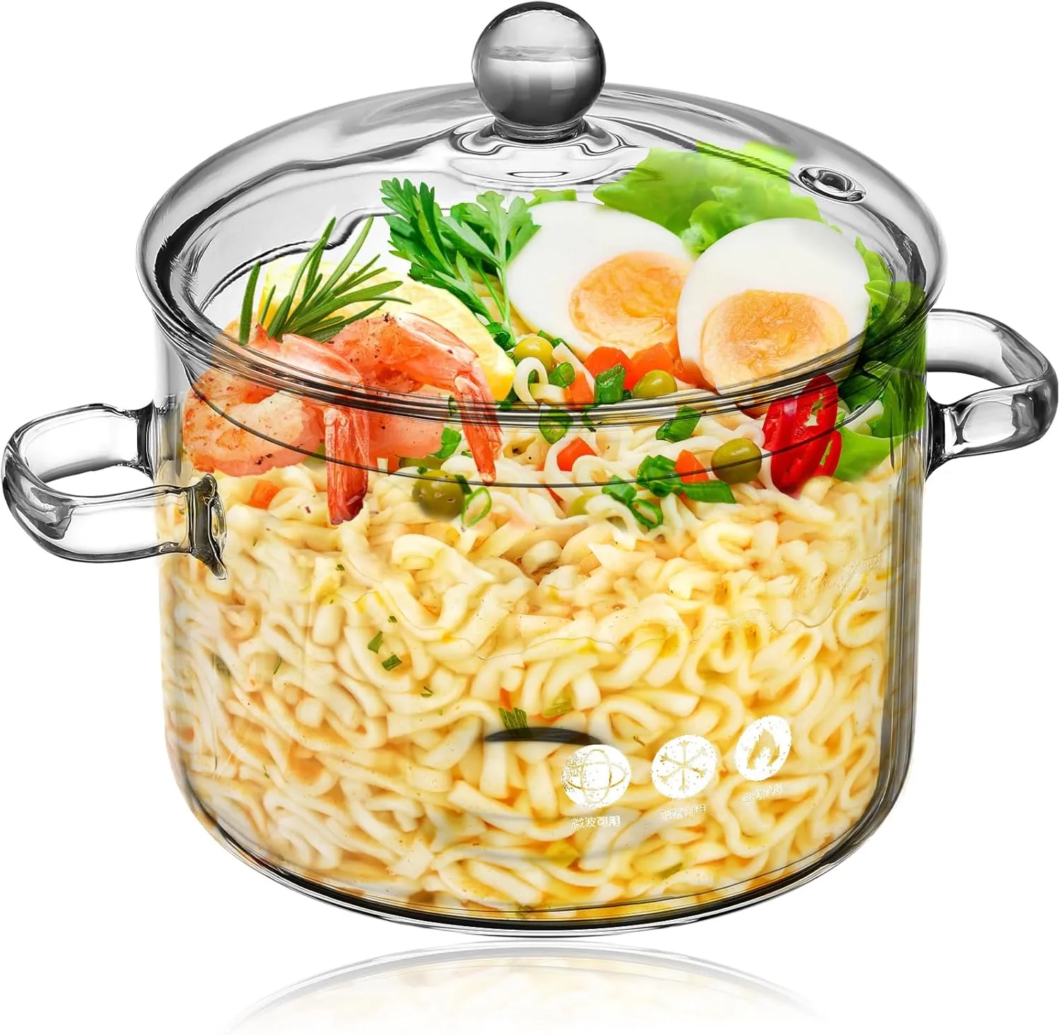 ERINGOGO Glass Saucepan with Lid, 1900ML Glass Cooking Pot Clear Simmer Pot with Handles,Heat-Resistant Stovetop Soup Cookware Borosilicate Glass Cookware, for Pasta Noodle, Soup, Milk, Baby Food