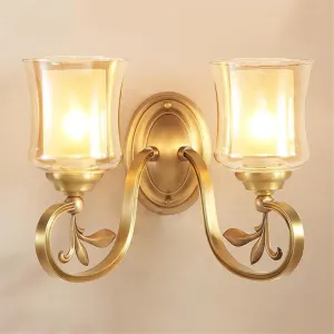 European Restaurant Dining Wall Lamp Sconce - Wall Lantern Cafe Studio Bathroom Bedroom Room Kitchen Bar Bedside Living Room E14 Edison Brass Glass Lantern Decoration,