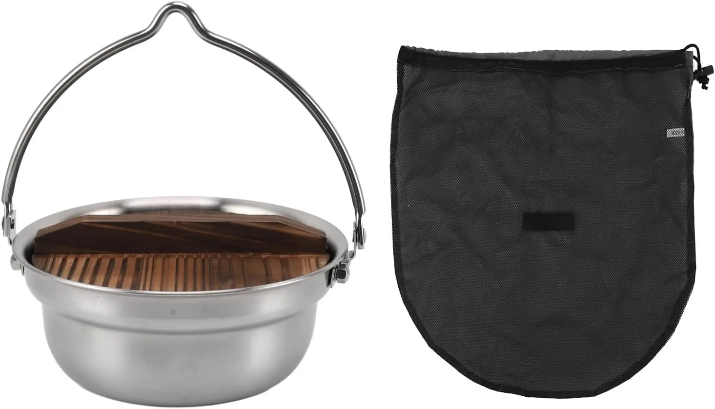 EVGATSAUTO Camping Pot Cookware, 304 Stainless Steel Hanging Camping Pot, for Walking