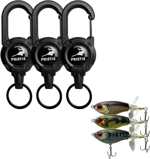 Exquisite Utility Fishing Gear and Lures Kit, 3 pcs Double-Blade Ploppers & 3 Pack Heavy Duty Zinger Retractors, A Cool Option for Angler