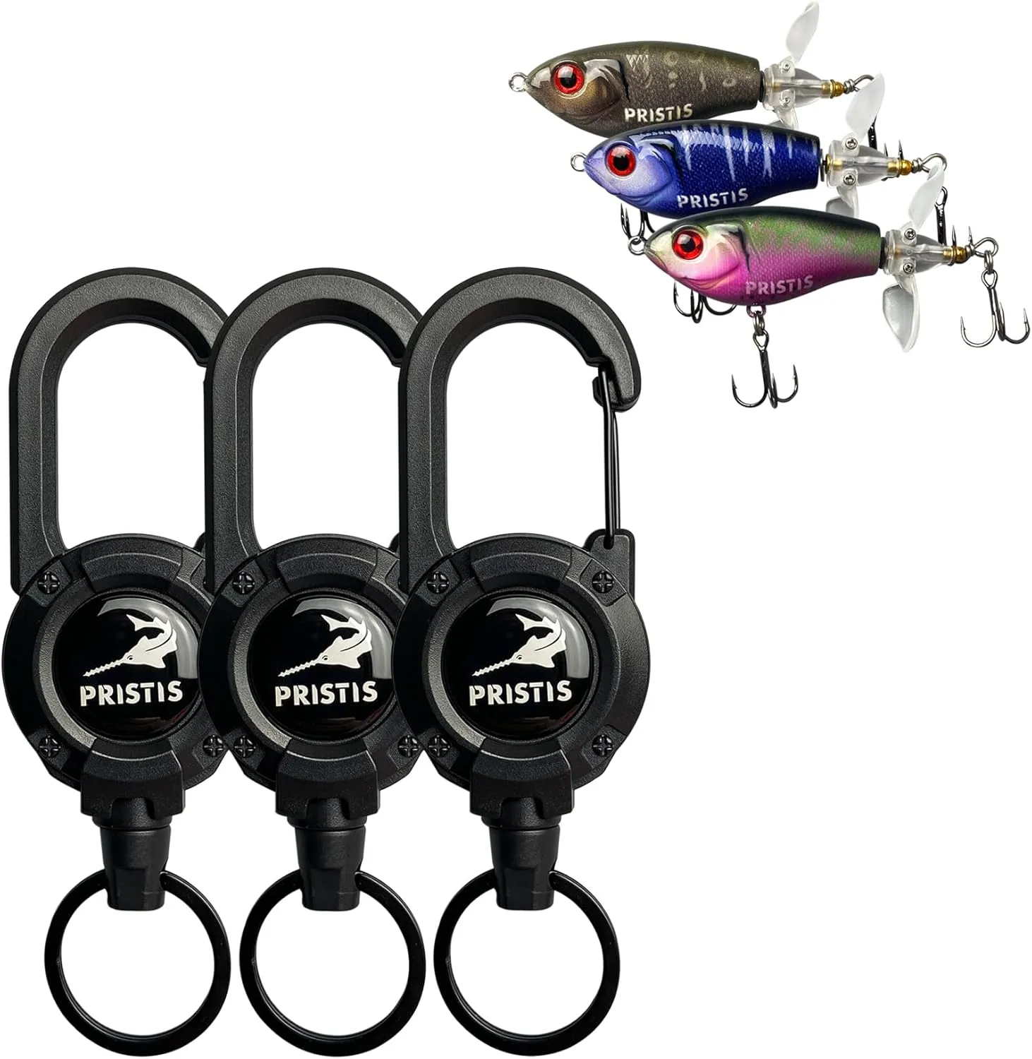 Exquisite Utility Fishing Gear and Lures Kit, 3 pcs Double-Blade Ploppers & 3 Pack Heavy Duty Zinger Retractors, A Cool Option for Angler