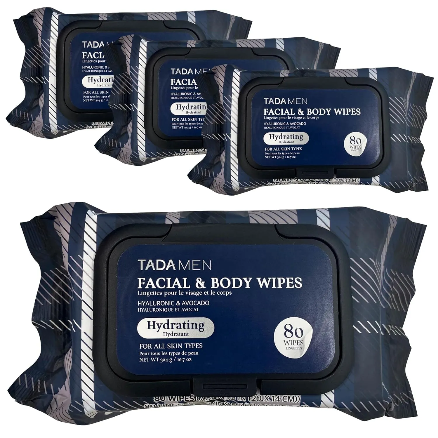 Face & Body Wipes for Men No Rinse, Face Cleansing Wipes & Body Cleansing Wipes for Adults Bulk Gym, Running, &Outdoor Activities - Green tea & Hyaluronic (4PK Avocado)
