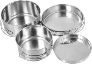 FAVOMOTO Stainless Steel Cooking Utensils Camping Pot Camper Stackable Camp Cookware Pan Outdoor Portable Camping